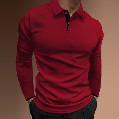 Men's Casual Stand Collar Stretch Vertical Stripe Long Sleeve