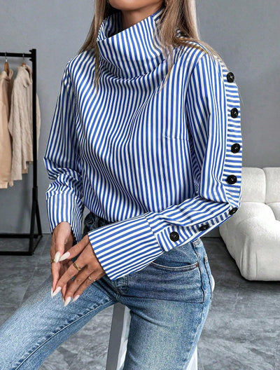 Gestreiftes Urban Casual Dünnes Langarmhemd