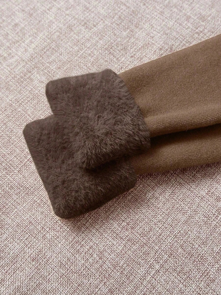 Franclia Dames Hoge Hals Effen Kleur Lange Mouw Casual Trui Met Thermische Voering, Herfst/Winter, Lange Mouw Tops