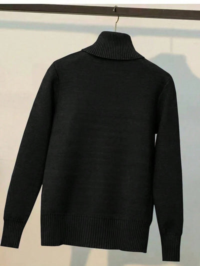 Franclia Dames Hoge Hals Effen Kleur Lange Mouw Casual Trui Met Thermische Voering, Herfst/Winter, Lange Mouw Tops