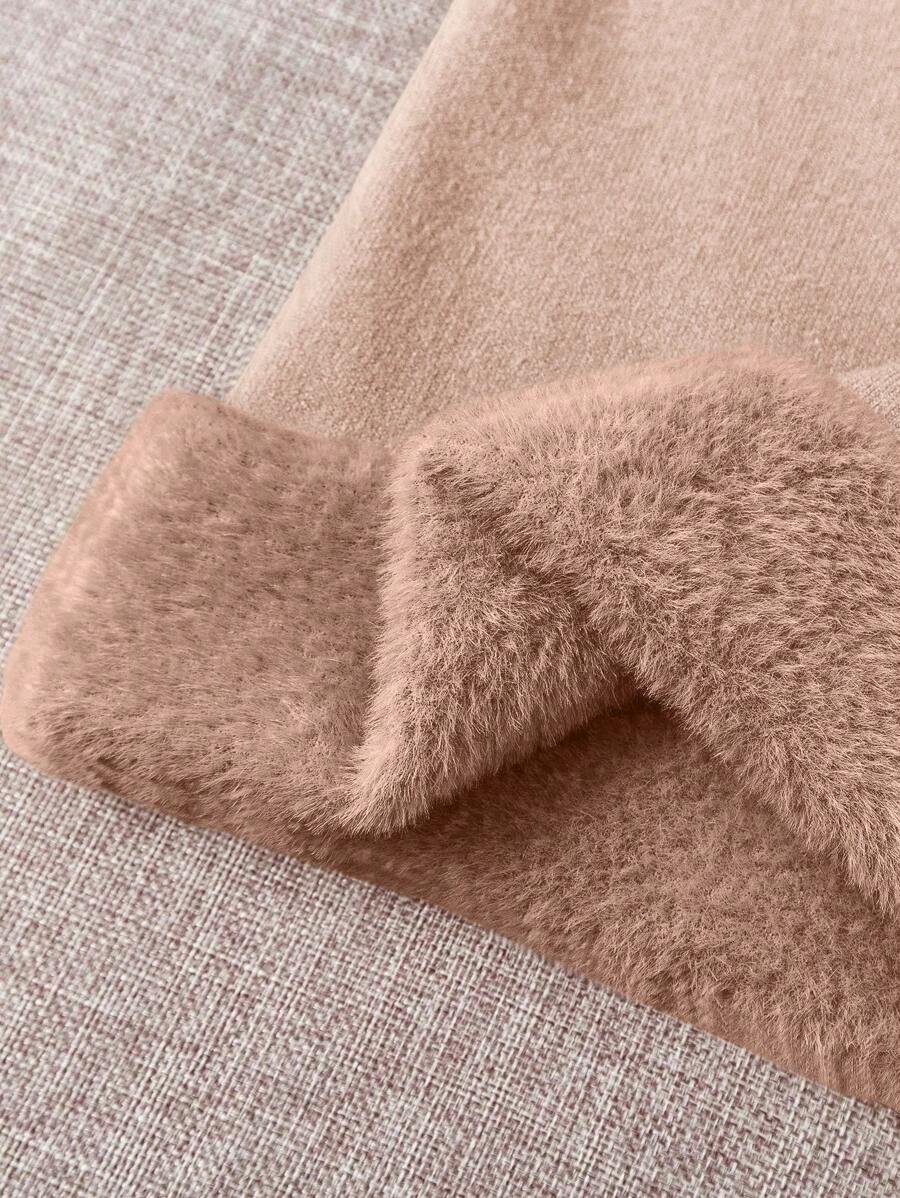 Franclia Dames Hoge Hals Effen Kleur Lange Mouw Casual Trui Met Thermische Voering, Herfst/Winter, Lange Mouw Tops