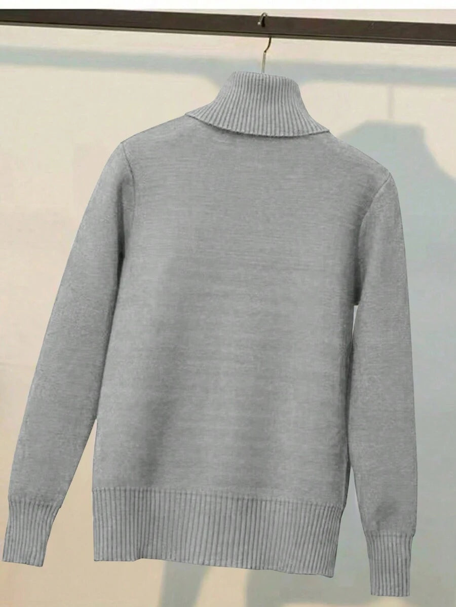 Franclia Dames Hoge Hals Effen Kleur Lange Mouw Casual Trui Met Thermische Voering, Herfst/Winter, Lange Mouw Tops