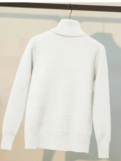 Franclia Dames Hoge Hals Effen Kleur Lange Mouw Casual Trui Met Thermische Voering, Herfst/Winter, Lange Mouw Tops