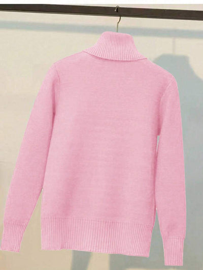 Franclia Dames Hoge Hals Effen Kleur Lange Mouw Casual Trui Met Thermische Voering, Herfst/Winter, Lange Mouw Tops