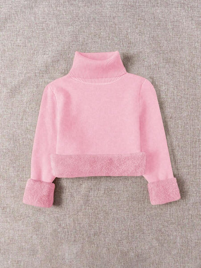 Franclia Dames Hoge Hals Effen Kleur Lange Mouw Casual Trui Met Thermische Voering, Herfst/Winter, Lange Mouw Tops