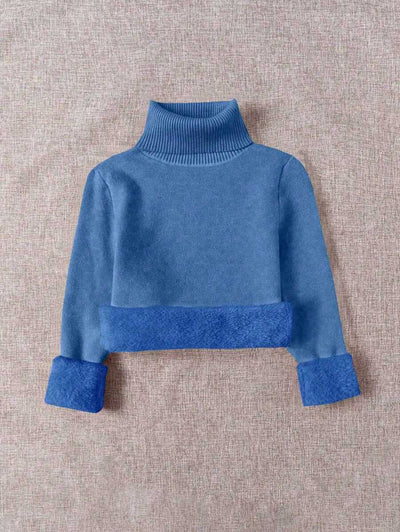 Franclia Dames Hoge Hals Effen Kleur Lange Mouw Casual Trui Met Thermische Voering, Herfst/Winter, Lange Mouw Tops