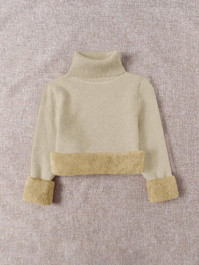 Franclia Dames Hoge Hals Effen Kleur Lange Mouw Casual Trui Met Thermische Voering, Herfst/Winter, Lange Mouw Tops