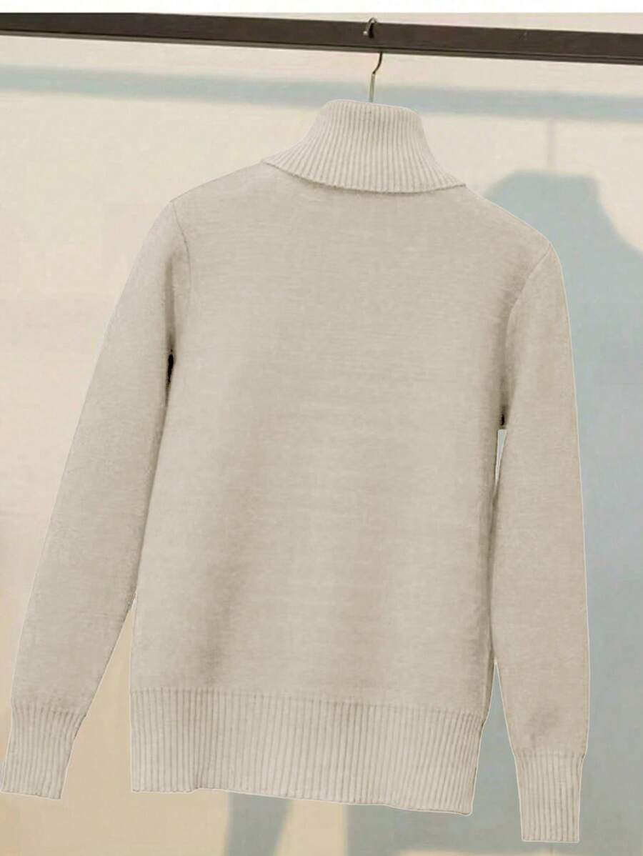 Franclia Dames Hoge Hals Effen Kleur Lange Mouw Casual Trui Met Thermische Voering, Herfst/Winter, Lange Mouw Tops