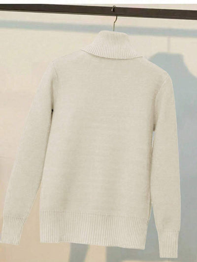 Franclia Dames Hoge Hals Effen Kleur Lange Mouw Casual Trui Met Thermische Voering, Herfst/Winter, Lange Mouw Tops