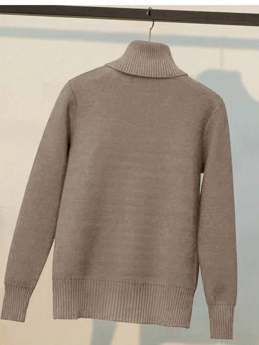 Franclia Dames Hoge Hals Effen Kleur Lange Mouw Casual Trui Met Thermische Voering, Herfst/Winter, Lange Mouw Tops