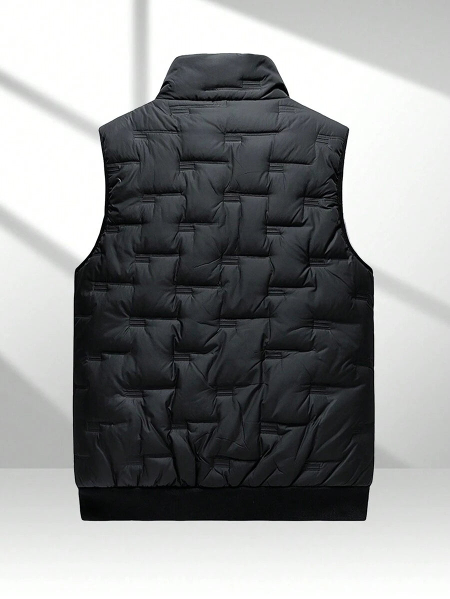 1pc Heren Stand Collar Vest Jas, Casual Herfst Winter Outdoor Sport Vissen Vest