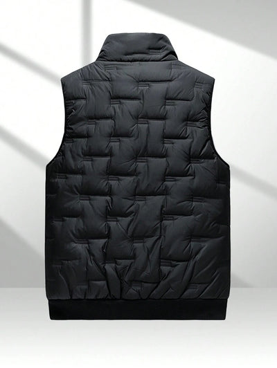 1pc Heren Stand Collar Vest Jas, Casual Herfst Winter Outdoor Sport Vissen Vest