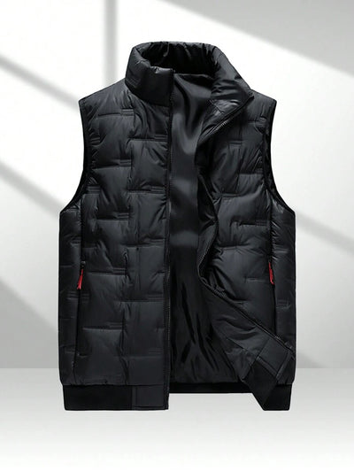 1pc Heren Stand Collar Vest Jas, Casual Herfst Winter Outdoor Sport Vissen Vest