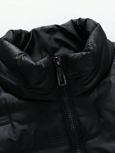 1pc Heren Stand Collar Vest Jas, Casual Herfst Winter Outdoor Sport Vissen Vest