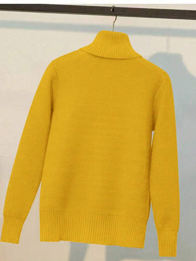 Franclia Dames Hoge Hals Effen Kleur Lange Mouw Casual Trui Met Thermische Voering, Herfst/Winter, Lange Mouw Tops