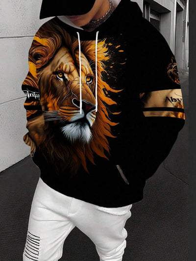 Tijger 3D-geprint herensweater met capuchon, met kangoeroezak grafische hoodies, comfortabele losse modieuze pullover-hoodies, herfst herenkleding