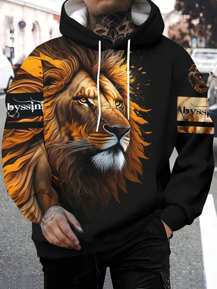 Tijger 3D-geprint herensweater met capuchon, met kangoeroezak grafische hoodies, comfortabele losse modieuze pullover-hoodies, herfst herenkleding