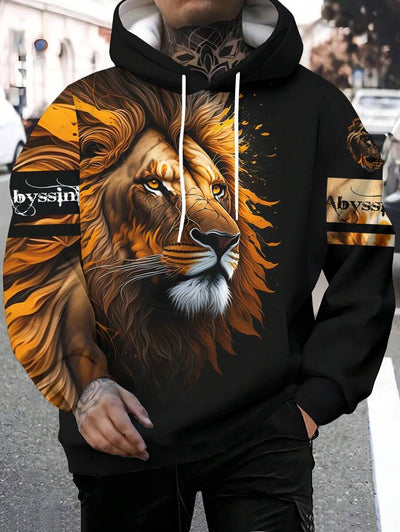 Tijger 3D-geprint herensweater met capuchon, met kangoeroezak grafische hoodies, comfortabele losse modieuze pullover-hoodies, herfst herenkleding
