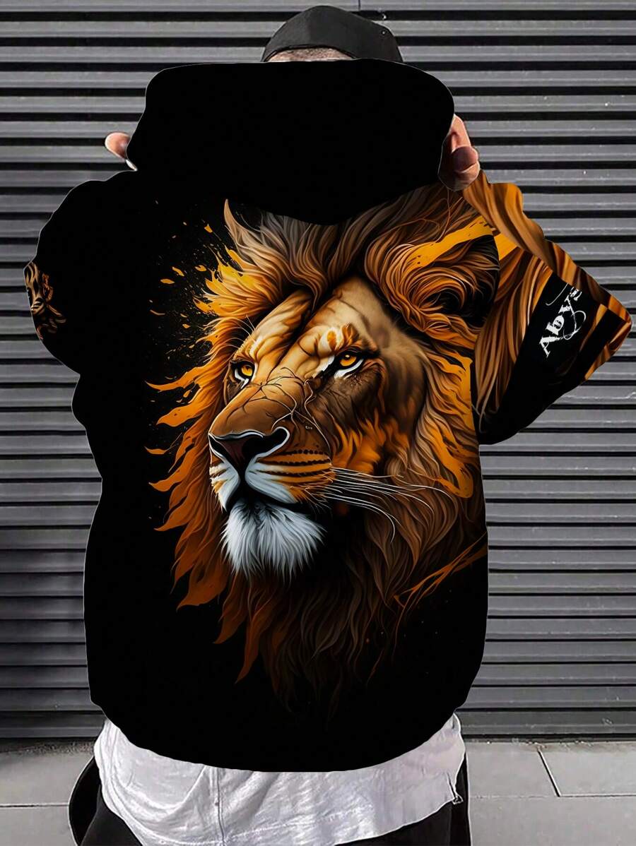 Tijger 3D-geprint herensweater met capuchon, met kangoeroezak grafische hoodies, comfortabele losse modieuze pullover-hoodies, herfst herenkleding