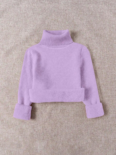 Franclia Dames Hoge Hals Effen Kleur Lange Mouw Casual Trui Met Thermische Voering, Herfst/Winter, Lange Mouw Tops