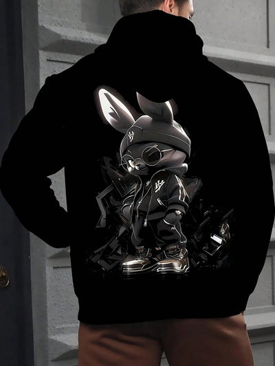 3D Shadow Bunny Print Plus Size Heren Hoodie, Voor de Herfst