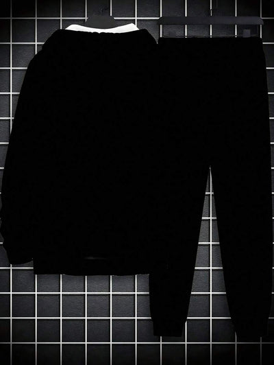 Plus Size Heren 3D Geprinte PARIS Gradient Stripes Herfst/Winter Mode Casual Hoodie Plus Sweatpants Tweedelige Set, Heren, Herfstkleding