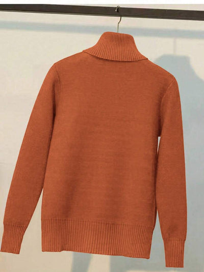 Franclia Dames Hoge Hals Effen Kleur Lange Mouw Casual Trui Met Thermische Voering, Herfst/Winter, Lange Mouw Tops