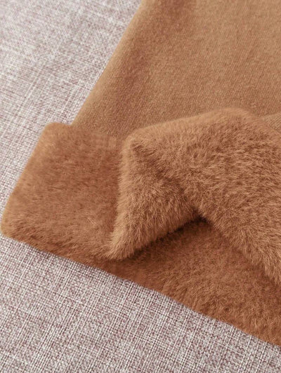 Franclia Dames Hoge Hals Effen Kleur Lange Mouw Casual Trui Met Thermische Voering, Herfst/Winter, Lange Mouw Tops