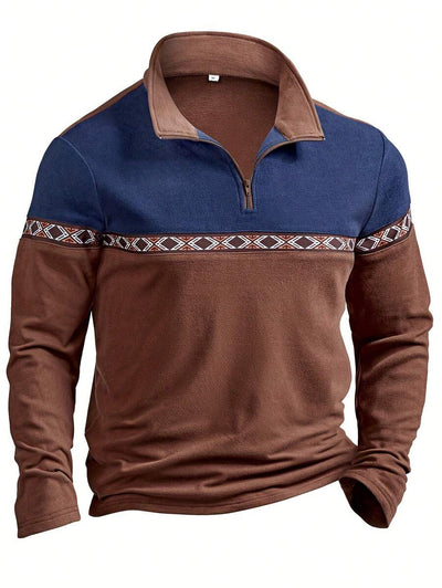 Warme fleece patchwork contrasterende kleur outdoor sport casual sweatshirt voor heren, voor de herfst en winter