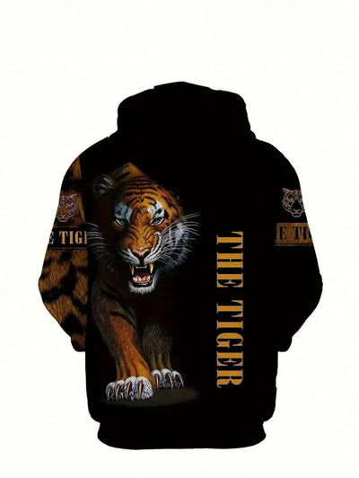 Roaring Tiger Print Heren Hoodie & Joggingbroek Set - Comfortabele Sportkleding Trainingspak, Lange Mouwen Loungewear, Opvallende Nieuwe Pyjama's voor een Casual Stijl, Herfstkleding