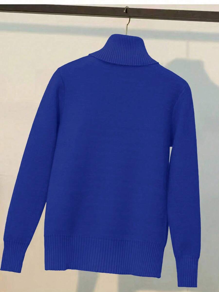 Franclia Dames Hoge Hals Effen Kleur Lange Mouw Casual Trui Met Thermische Voering, Herfst/Winter, Lange Mouw Tops