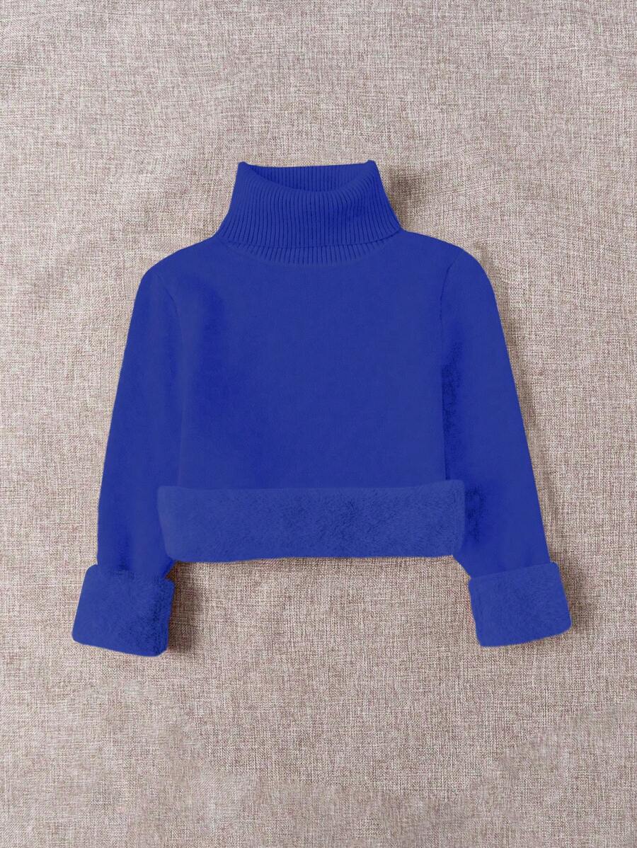 Franclia Dames Hoge Hals Effen Kleur Lange Mouw Casual Trui Met Thermische Voering, Herfst/Winter, Lange Mouw Tops