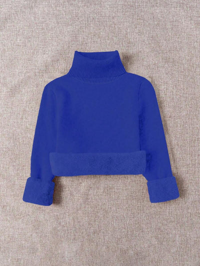 Franclia Dames Hoge Hals Effen Kleur Lange Mouw Casual Trui Met Thermische Voering, Herfst/Winter, Lange Mouw Tops