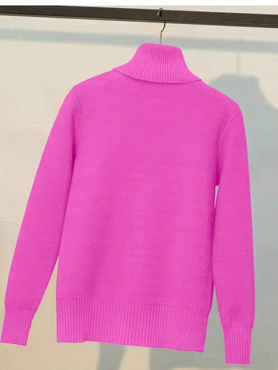 Franclia Dames Hoge Hals Effen Kleur Lange Mouw Casual Trui Met Thermische Voering, Herfst/Winter, Lange Mouw Tops