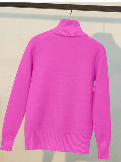 Franclia Dames Hoge Hals Effen Kleur Lange Mouw Casual Trui Met Thermische Voering, Herfst/Winter, Lange Mouw Tops