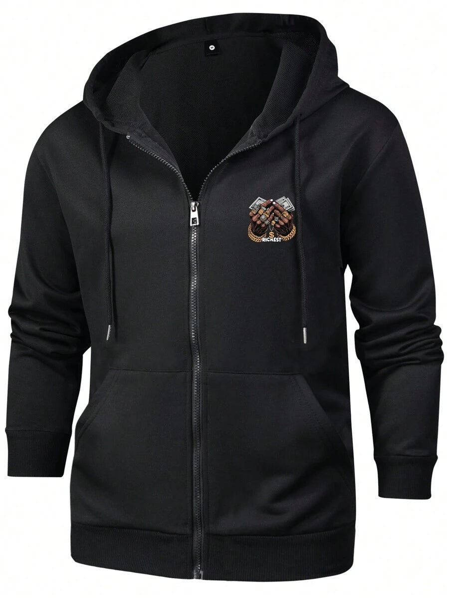 Heren herfst/winter nieuwe mode jas jas, grafische print, casual sport rits Rave lange mouw jas