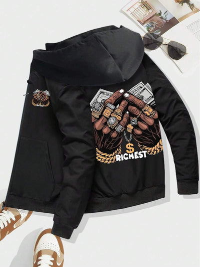 Heren herfst/winter nieuwe mode jas jas, grafische print, casual sport rits Rave lange mouw jas