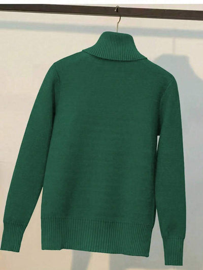 Franclia Dames Hoge Hals Effen Kleur Lange Mouw Casual Trui Met Thermische Voering, Herfst/Winter, Lange Mouw Tops