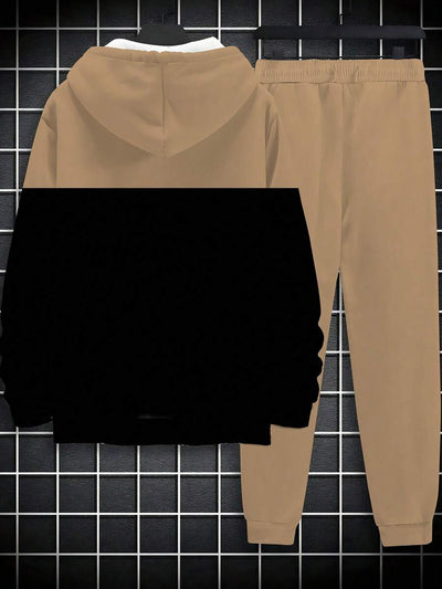 Plus Size Heren 3D Geprinte PARIS Gradient Stripes Herfst/Winter Mode Casual Hoodie Plus Sweatpants Tweedelige Set, Heren, Herfstkleding