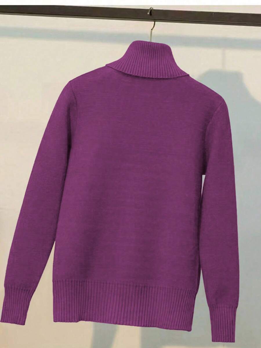 Franclia Dames Hoge Hals Effen Kleur Lange Mouw Casual Trui Met Thermische Voering, Herfst/Winter, Lange Mouw Tops