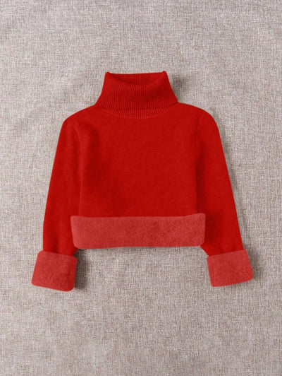 Franclia Dames Hoge Hals Effen Kleur Lange Mouw Casual Trui Met Thermische Voering, Herfst/Winter, Lange Mouw Tops