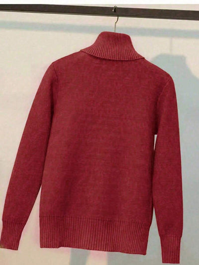 Franclia Dames Hoge Hals Effen Kleur Lange Mouw Casual Trui Met Thermische Voering, Herfst/Winter, Lange Mouw Tops
