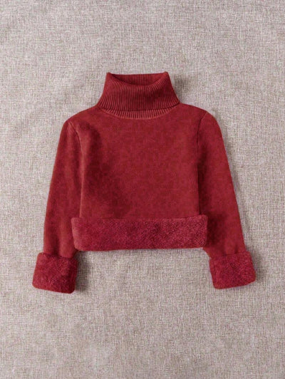 Franclia Dames Hoge Hals Effen Kleur Lange Mouw Casual Trui Met Thermische Voering, Herfst/Winter, Lange Mouw Tops