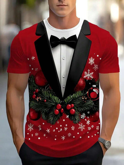 3D-geprint heren-T-shirt - Casual T-shirt met ronde hals en stretchstof, machinewasbaar - Perfect voor Kerstmis, Nieuwjaar en Halloween - Voor mannen - Ideaal cadeau voor vriend of vriendin