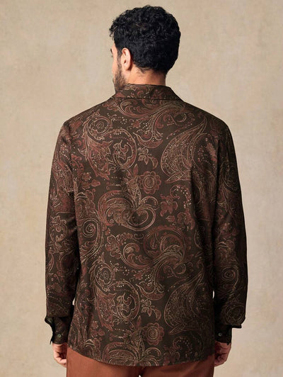 HIMLAND Heren luipaardprint overhemd met knoopsluiting, lange mouwen en casual look, voor de herfst