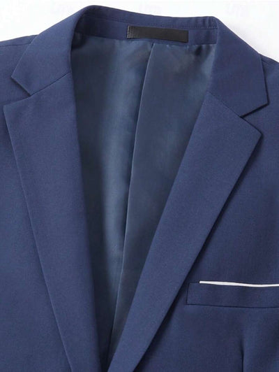 3-delige herenpakset met lange mouwen, effenkleurig jasje, mouwloos topje met knoopjes aan de voorkant en broek.
