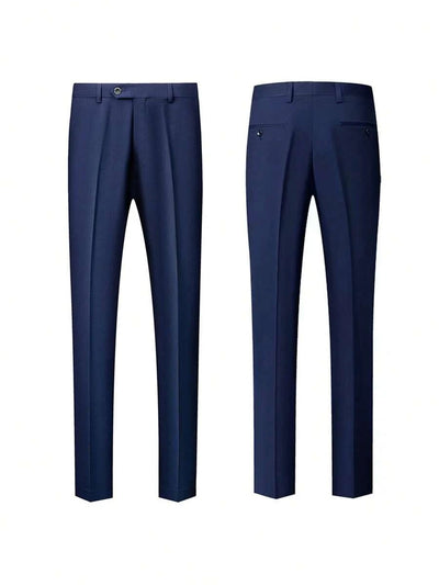 3-delige herenpakset met lange mouwen, effenkleurig jasje, mouwloos topje met knoopjes aan de voorkant en broek.