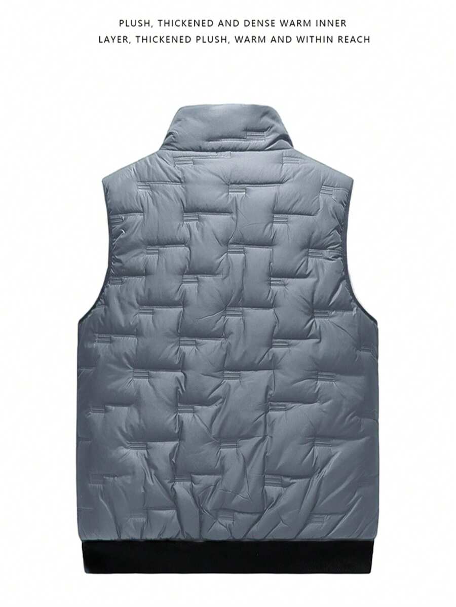 1pc Heren Stand Collar Vest Jas, Casual Herfst Winter Outdoor Sport Vissen Vest