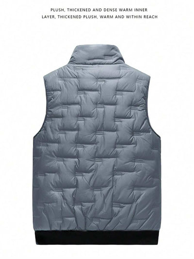 1pc Heren Stand Collar Vest Jas, Casual Herfst Winter Outdoor Sport Vissen Vest