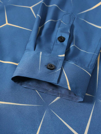 Manfinity Homme Heren Lente Geometrisch Print Casual Lange Mouw Overhemd Slim Fit Knoop Zwart Overhemd Voor Echtgenoot, Geometrische Print Heren, Heren Luxe Overhemd, Zwart Geometrisch Overhemd, Voor De Herfst